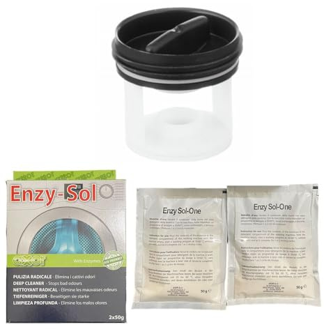 JCSPARES® - Filtro Tappo Pompa Scarico Filacci per Lavatrice + KIT Pulizia AntiCalcare Cattivi Odori Muffe per Lavatrice Compatibile con Bosch Siemens per Modelli: WFO WFB WFP WFR ed Ulteriori