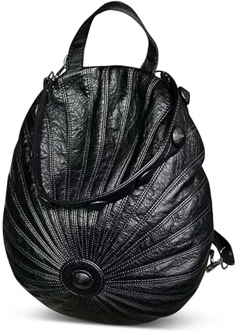 DEEVORCA Bolso Mochila Mujer Antirrobo – Mochila PU Impermeable, Elegante Y Cómoda, Convertible En Bolso De Hombro O De Mano, Ciudad, Compras Y Uso Diario （Negro Intenso,L）