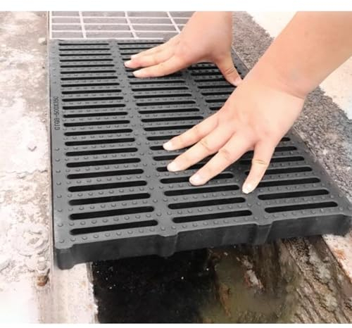EXCLURA Entwässerungsrinne Rinnenabflussgitter, Regenrinnenabdeckung, Außenentwässerungsrinne mit Gitter, Rutschfester Rinnenabfluss für Wasser, Regen/Sturm(Thk-3cm (1 1/8))
