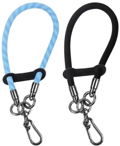 AULEEP Black and Blue Phone Wrist Strap, 2 PCS Anti Theft Phone Lanyard Wrist Cute Wrist Strap for Phone Case Digital Camera Cell Phone Strap Wrist for Women Girls