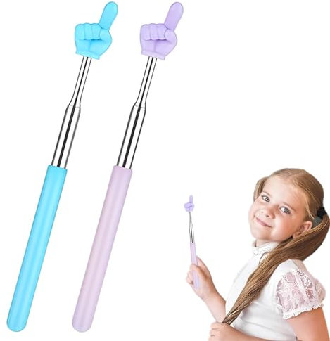 Puntero Telescópico Extensible, 2 Piezas Puntero Retráctil Para Aula, Puntero de Mano Extensible, Palo de Puntero de Dedo, Puntero de Enseñanza, Presentaciones de Enseñanza (Azul, Morado)