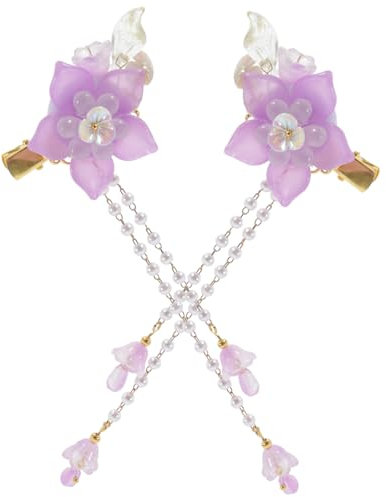 FOYTOKI 2pcs Floral Tassel Hair Clips with Pearl Decoration Elegant Hairpins for Boys and Girls and Women Unique Flower Pattern Design Lightweight and Comfortable Hair Accessories for