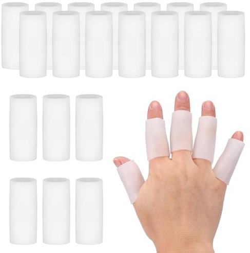 PATIKIL Fingerhylsskydd, 20 st silikonfingersängar, skydd, tumskydd, gel fingerskydd för reparation, sport, 5 x 2 cm, vit
