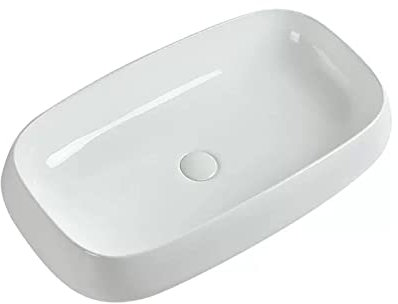 Lavabo Salle de Bain Lavabo vasque de salle de bain rectangulaire en céramique blanc 28,3 x 16,5 avec bonde mécanique Vasque à poser