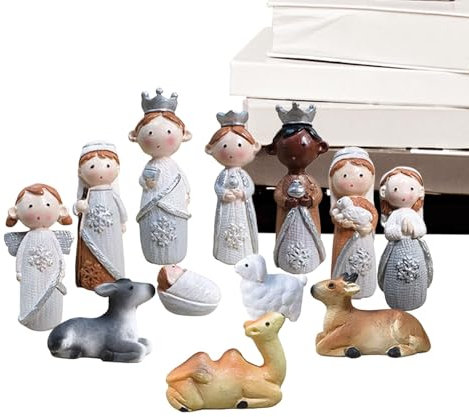 Fireplace Decoration Set, Holiday Table Centerpiece, Manger Scene Figures, Festive Nativity Display, Christmas Nativity Set, Miniature Manger Scene, Jesus Birth Figurines, Small Table Centerpiece