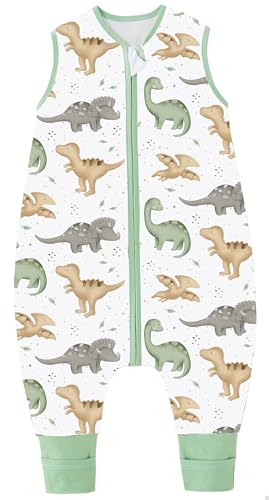 Chilsuessy Baby sommarsovsäck med fötter 0,5 tog små barnsovsäck med ben, ovadderad 100 % bomull, sovsparkdräkt för pojkar och flickor, dinosaurierpark, 90 cm/baby höjd 100–110 cm