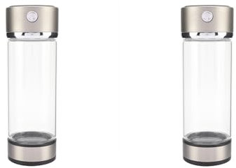 TOPINCN Botella de Vidrio con Filtro de Agua de Hidrógeno Portátil de 2 Piezas para Oficina, Viajes, Fácil de Transportar con Banco de Energía o Taza Ionizadora Portátil para Computadora