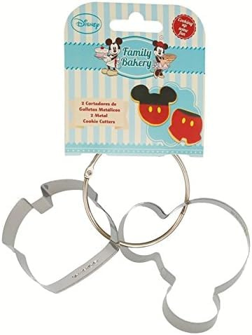 Set di 2 formine per biscotti a forma di Topolino, Minnie, con testa di topo, in acciaio inox, per biscotti a tema e decorazioni per torte