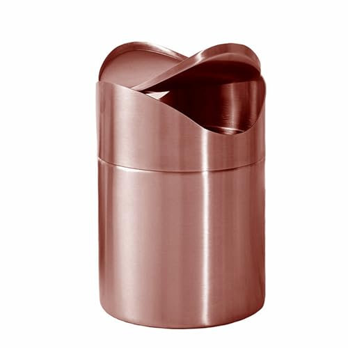 Desechos de tapa de swing en miniatura - Bin de basura de metal, contenedor de compacta de 1.5 litros | Receptor de basura de acero pequeño de acero inoxidable, orientador de clasificaci