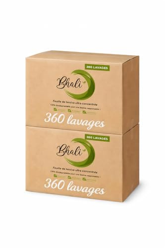 X720 Lessive Feuille Ecologique | 2 ANS DE LESSIVES | Alternative aux lessives liquide | 12 BOX x 60 Cycles de Lavages économique Formule Famiiale | Feuille de lessive Bhali