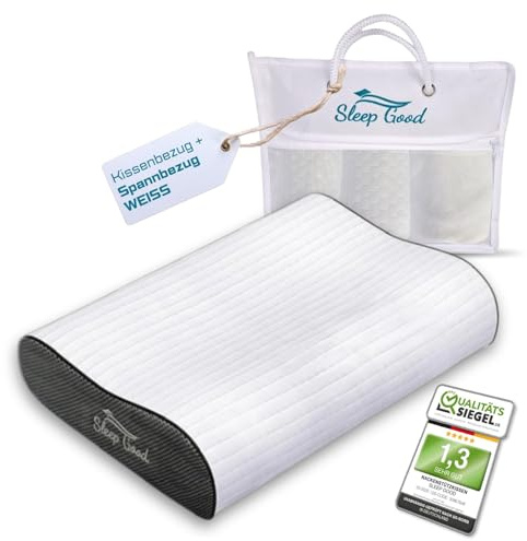 Sleep Good Nackenkissen Bezug Set - Atmungsaktive Bezüge für Nackenstützkissen - Hypoallergener Kissenbezug 35x60cm inkl. Spannbezug - Nackenkissenbezug mit Wölbung