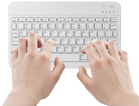 Tastiera wireless per PC-tastiera ergonomica silenziosa a basso profilo | Tastiera per computer slim ricaricabile per laptop, desktop, smartphone, dispositivo di digitazione portatile per ufficio, ca