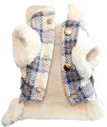 Hunde-Wintermantel für kleine Hunde, britischer Stil, Fleece-Hundejacke, Mantel mit D-Ring, niedlicher Welpenkleidung, Hundepullover, weich, warm, Fleece-Weste, Kleidung, winddicht, kaltes Wetter