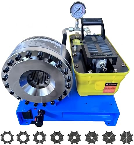 Pneumatic Hydraulic Hose Crimping Machine with 8 Sets of Dies, 40MPa System Pressure, suitable for high-pressure hydraulic hoses and pipes (Plastic Pump Casing)