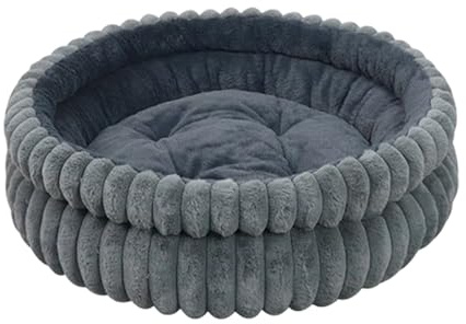 Katzen-Kuschelbett, 50,8 x 18,8 cm, Donut-Schlafmatte für Kätzchen, waschbares Haustiernest mit Plüschkissen, gemütliche Liege für Welpen, Hunde, Baumwolle, Couch, Reisen und Zuhause