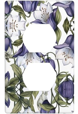WZYWHJ Double socket decorative wall Plate - easy to Install - Ideal for Residential and Commercial Areas 4.5 X 2.76 In Bellflower wallpaper pattern Printed