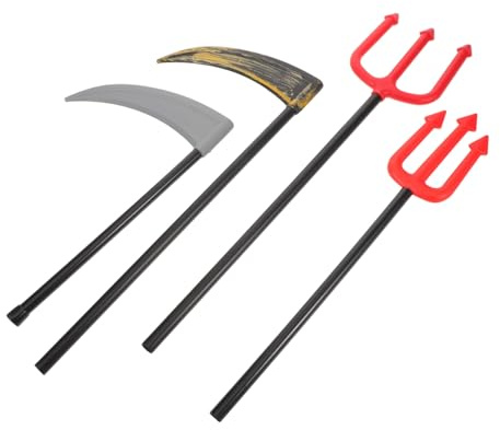 TOVINANNA 4 Pezzi Falci Finte Halloween in Plastica Accessori Cosplay Sicuri e Leggeri per Decorazioni da Costume e Gioco di Ruolo per Feste e Spettacoli