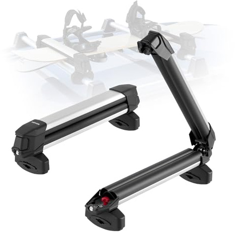 VEVOR Portasci e Snowboard, Porta Fino a 4 Paia di Sci o 2 Snowboard, 2 Supporti Universali in Alluminio per Portapacchi Auto con Serratura e Imbottitura in Gomma, Portacanna da Pesca