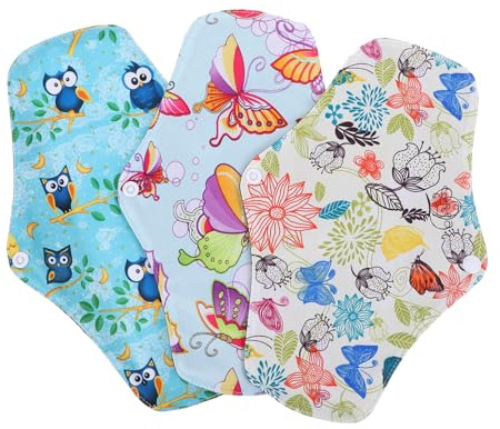 GALPADA 3 pièces Serviettes Hygiéniques Réutilisables Bambou Absorbantes Protection et Étanche pour Règles Femme Confortables et Lavables pour Usage Quotidien et Voyage