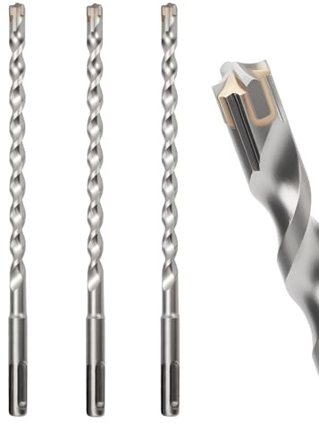 MOXPIFY 3PCS 8mm SDS Masonry Drill Bit 210mm Long for Reinforced Concrete | Brick Walls, 8 mm Hammer SDS Plus Drill Bit (8mm x 210mm x 3)
