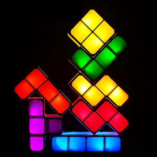 HOVCEH Stapelbare Nachtlicht, 3D-Puzzle Nachttischlampe Kinder, Stapelbare LED Lampe mit 7 Farben, Gaming Lampezum Selberbaue, Retro Deko Vintage Lampe, Nachtlampe Geschenke für Gamer Teenager (USB)