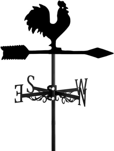 Banderuole da Esterno,banderuola segnavento con Galline,palo Giardino,indicatore di direzione del Tempo,Gallo Nero,Ornamento per Decorazioni Galline