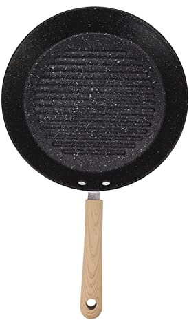 Padella rotonda antiaderente fondo piatto griglia padella materiale ferro pentole universali per carne bistecca pesce colazione 42x25x3,4 cm