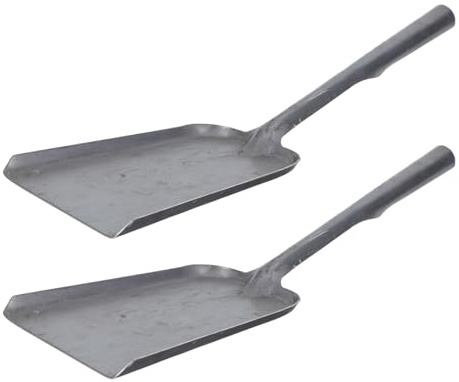 SHINEOFI 2pcs Stove Coal Shovels Multifunctional Handmade Iron Ash Scooping Spades for Fireplace and Charcoal Grill, Large and Small Sizes Without Wooden Handles, Kitchen and Outdoor
