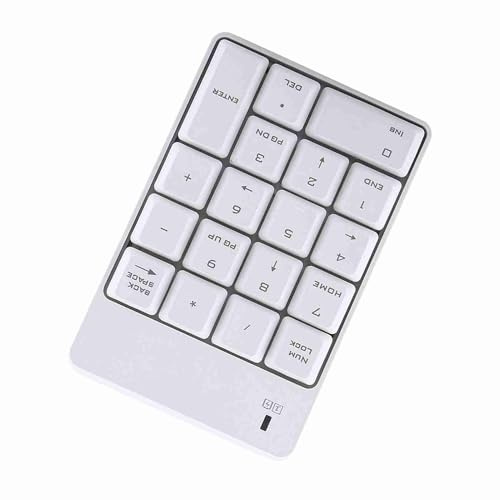 Sxhlseller Tastierino Numerico Wireless, Mini Tastierino Numerico USB a 18 Tasti per Laptop e PC, Tastiera Digitale Portatile da 2,4 GHz con Ricevitore, Dispositivo di Input Esterno Bianco Compatto
