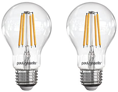 paul russells E27 Edison Screw LED Filament – 7Watt 60W Equivalent 806LM Lumens 2700K ES Standard GLS A60 – Super Bright Energy Saving Light Non-Dimmable - Warm White Bulbs - Pack of 2