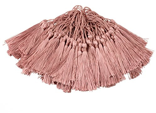 100pcs 13cm/5 Zoll Handgefertigte Gerade Quaste mit 2 Zoll Schleife für die Herstellung von Schmuck, Souvenirs, Lesezeichen, DIY Handwerk Zubehör (Pulver schälen) | Quasten Anhänger mit 5cm Schlaufe für Schmuckherstellung,Lesezeichen,Quasten Basteln,Handwerk Zubehör