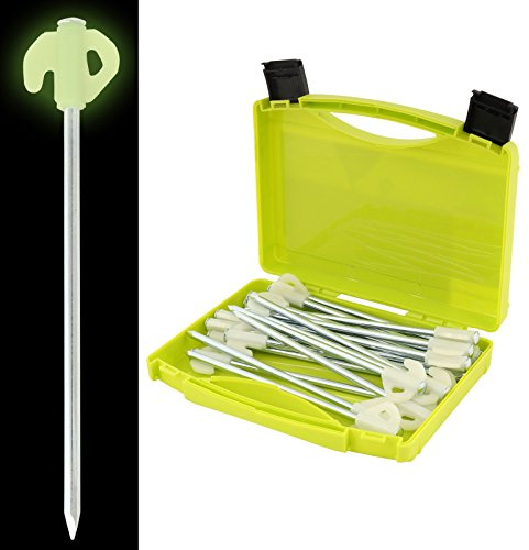 Viamondo Leucht Heringe Lunar 20er Set in Transportbox 20 cm 6,5 mm fluoreszierend