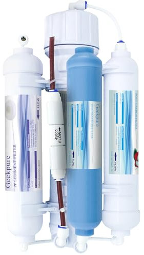 Geekpure 4-stufiges tragbares Aquarium Umkehrosmose Trinkwasserfiltersystem 100 GPD – mit Entionisierungs DI-Filter TDS bis 0