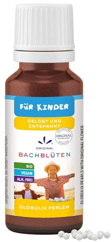 Original Bachblüten Kinder Globuli Beruhigung 20 g - Gelöst und Entspannt von Lemon Pharma, in Bio Qualität und Vegan, Alkoholfrei, Für Schule und Kindergarten, Streukügelchen für Kids nach Dr. Bach
