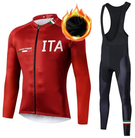 UGLY FROG Maglia Ciclismo Uomo Invernale, Abbigliamento Manica Lunga con Pile Termico e Pantaloni ad Alta Elasticità per Bici da Strada e Mountain Bike