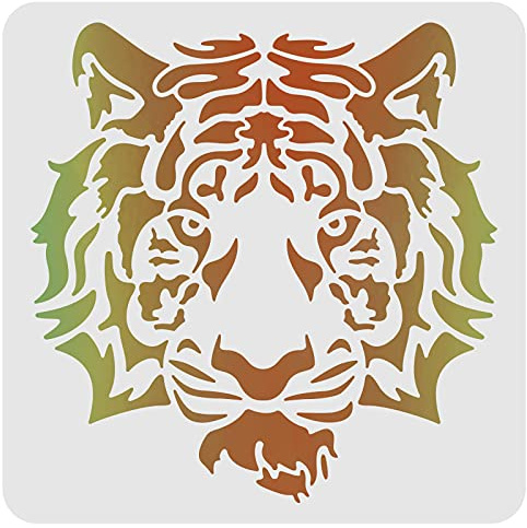 FINGERINSPIRE Tiger Schablonen Vorlage 30x30cm Kunststoff Tigerkopf Zeichnung Malerei Schablonen Quadratische Wiederverwendbare Tierkopf Schablonen zum Malen auf Holz, Boden, Wand und Stoff