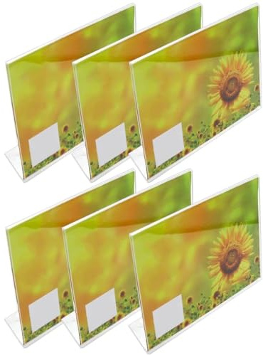 Acan Tradineur - Pack de 6 Portafotos de plástico Transparente, Marcos de Fotos de sobremesa, menú, Carteles, decoración, hogar (Horizontal - 20 x 25 cm)