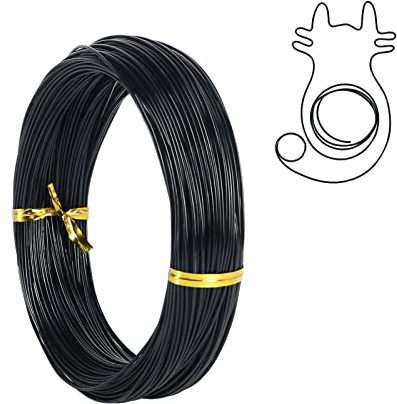 18 Gauge 1mm Aluminum Craft Wire, 165 Feet Bendable Metal Wire for Bonsai Training, Sculpting, Bike Modelling Skeleton Crafting Floral Making, Jewelry Making, Gardening and Wrapping (Black)