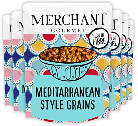 Merchant Gourmet Getreide im mediterranen Stil – gekochte Freekah & Weizenbeeren Mix – reich an Ballaststoffen, wenig gesättigtem Fett und vegan – 6 x 250 g verzehrfertige Beutel