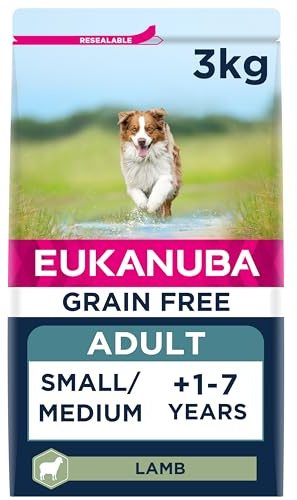 Eukanuba Hundefutter getreidefrei mit Lamm für kleine und mittelgroße Rassen - Trockenfutter für ausgewachsene Hunde, 3 kg