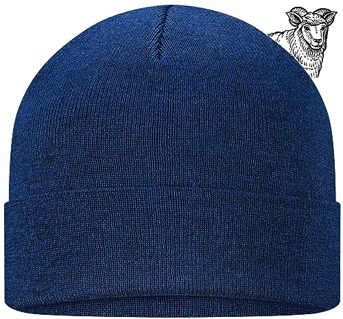 TODO 100% Merino Mütze - Warm, Weich, Bequem für kalte Tage - Winter Alltag. Wolle Hält Warme Beanie Damen & Herren (Merino 100%, Navy)