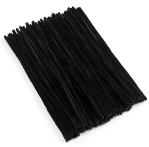 100 Stück Pfeifenreiniger, Schwarz Pfeifenreiniger Chenilledraht 6mm*30 cm, Pfeifenputzerdraht für Handwerk DIY Craft Projekte Chenilledraht Biegeplüsch zum Basteln und Dekorieren Pipe cleaners black