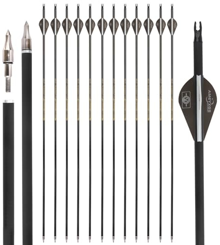 Flechas de Tiro con Arco de Carbono Puro Spine 300 350 400 500 600 Flechas de Práctica de Tiro 32 Pulgadas Flecha de Tiro para Arco Recurvo Arco Compuesto (2 Rosa 1 Blanco, 12pcs Spine 300)