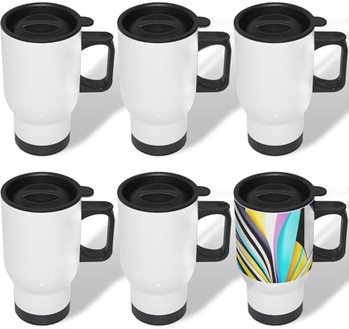 MR.R 6pcs Sublimation Blanks 15 Unzen Tumbler Doppelwandige vakuumisolierte Wasserflasche Edelstahl-Reiseautobecher mit Deckel, 450 ml