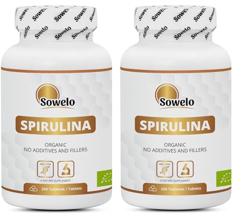 Sowelo Bio Spirulina 1000 mg Reines Spirulina Platensis 200 Tabletten | Natürliche Unterstützung für Energie, Immunsystem & Vitalität, Organisch, Ohne Zusätze, EU-Herstellung (2-Pack)