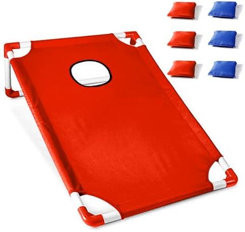 Solinder Tragbares Cornhole-Set Tragbares Cornhole-Set mit 1 Cornhole-Spielbrett und 6 Sitzsäcken für Yard Toss Game