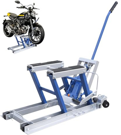 Hydraulic Motorcycle Lift, Motorcycle Jack, Motorcycle Lift Mounting Stand Motorcycle Quad Trestle Folding Lift, Max Load 680 kg (Blue)