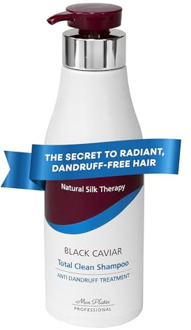 Total Clean Anti-Dandruff Shampoo, Enriched with Black Caviar, Shampoo for Dandruff, Dry Scalp Shampoo, Fights Flakes, Restores Shine & Balance, with Argan + Tea-Tree 500ml