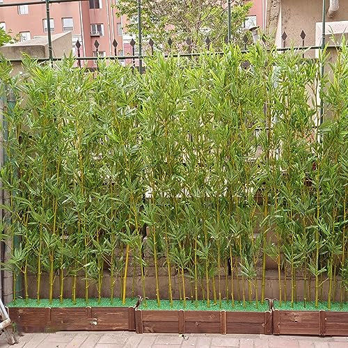 Planta de bambú Artificial Planta de bambú Artificial para Exteriores Resistente a los Rayos UV, Patio Porche Jardín Planta de imitación Realista Pantalla de Hiedra de Pared con Caja rectang