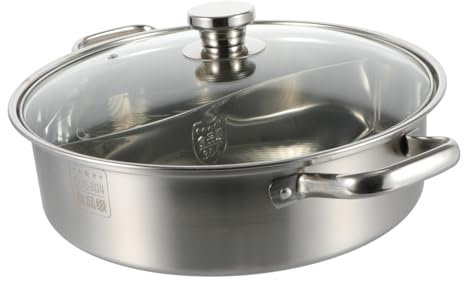 COLLBATH Two-Flavor 30cm Hot Pot Handles, Thickened 304 Stainless Steel Stockpot for Household Cooking, Double-Sided Base Suitable for Kitchen Cookware and Food Preparation